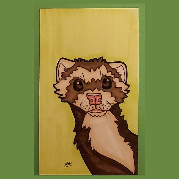 Ferret | Pet Portrait | Original Marker Illustration - Picture 1 of 1